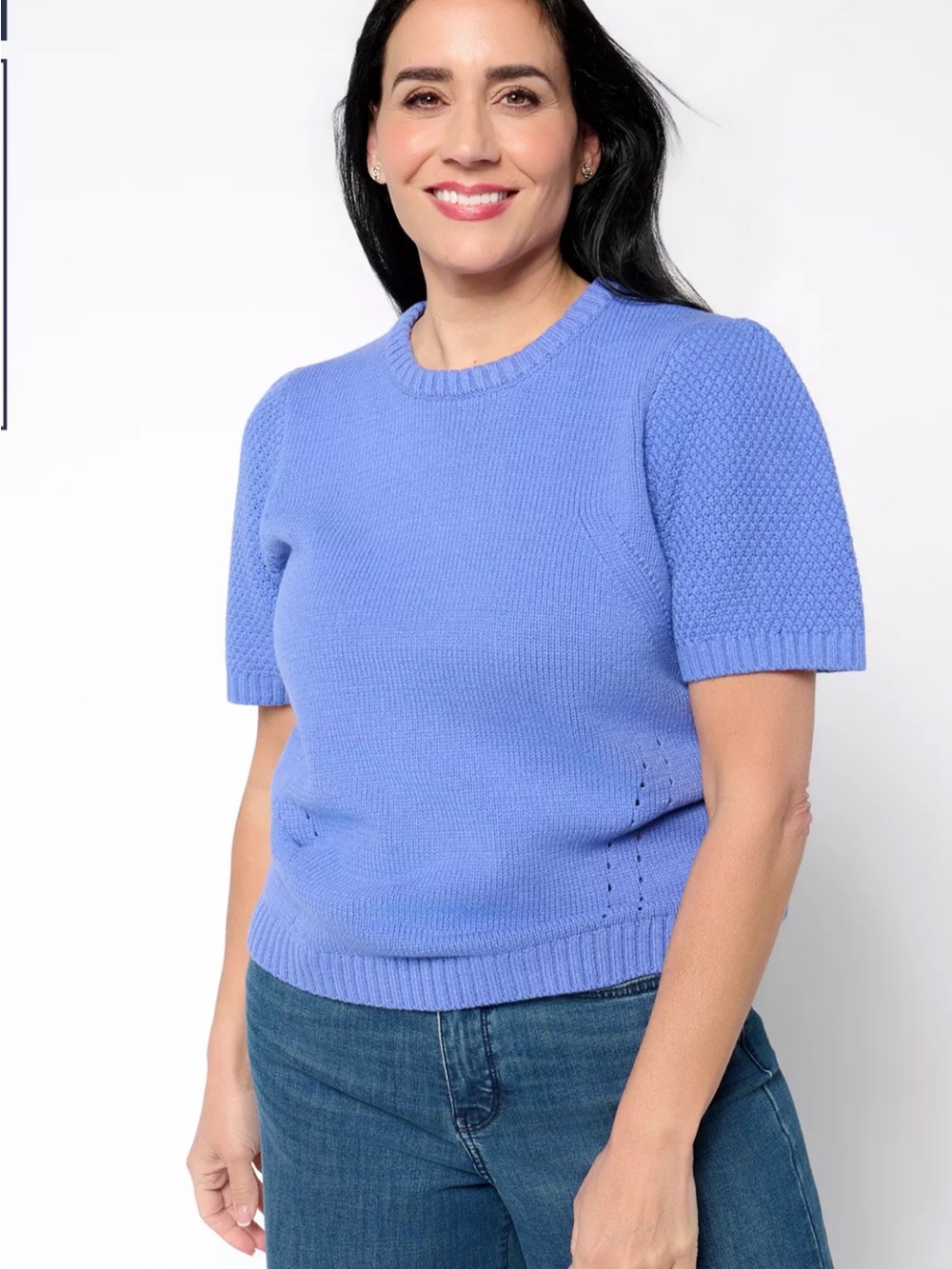 RM Studio x Rebecca Minkoff Women's Blue Textured Knit Crew Neck Sweater 2X NWT
